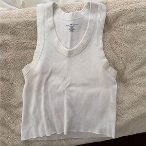 Brandy Melville Cream Ribbed Tank Top